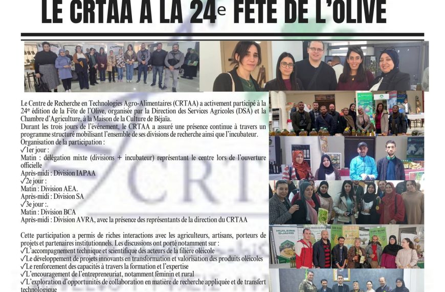 Trois Jours D’engagement: Le CRTAA à la 24e Fête de L’olive
