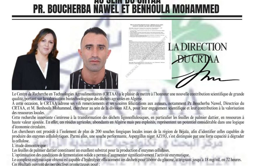 Nouvelle Publication Scientifique: PR. BOUCHERBA Nawel et BENHOULA Mohammed